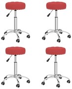 Cadeiras de jantar giratórias 4 pcs tecido vermelho tinto