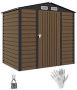 Outsunny Abrigo de Jardim 190x132x187 cm Abrigo de Ferramentas com 2 Janelas de Ventilação e Porta com Fechadura para Pátio Carvalho