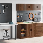 vidaXL Armários de garagem 2pcs derivados de madeira carvalho castanho