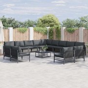 vidaXL Conjunto de Sofá de Jardim 13 pcs Cinzento-escuro Aço