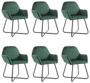 vidaXL Cadeiras de jantar 6 pcs veludo verde