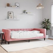 vidaXL Sofá-cama com colchão 100x200 cm veludo rosa