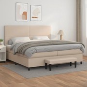 vidaXL Cama com molas/colchão 200x200 cm couro artificial cappuccino