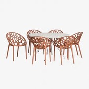 Conjunto De Mesa Redonda Ø125 Cm Em Alumínio Valerie E 6 Cadeiras De Jardim Ores Ferrugem - Sklum
