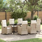vidaXL Conjunto de Jantar pro Jardim com 7 Peças e Almofadas - Rattan Poliéster Bege