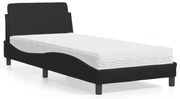 Cama com colchão 90x200 cm couro artificial preto