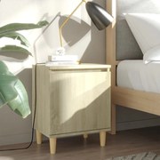 vidaXL Mesa cabeceira pernas de madeira 40x30x50 cm carvalho sonoma