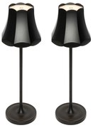 Conjunto de 2 Candeeiros de Mesa Retrô Pretos Recarregáveis IP44 - Granny