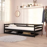 vidaXL Gavetas para sofá-cama 2 pcs madeira de pinho maciça preto