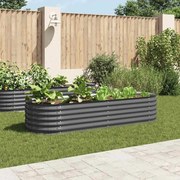 vidaXL Canteiro elevado de jardim aço galvanizado 240x80x44cm cinzento