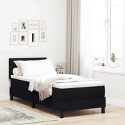 vidaXL Cama Box com colchão com cabeceira Preto 80 x 200 cm tecido