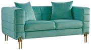Sofá LARIOS – 2 Lugares – 157x84x71 cm – Tecido Veludo Verde Água 58 e