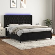 vidaXL Cama box spring c/ colchão/LED 160x200 cm veludo preto