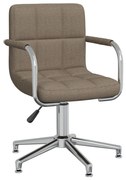 vidaXL Cadeira de jantar giratória tecido cinzento-acastanhado