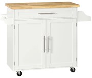 HOMCOM Cozinha Móvel Carrinho de Serviço 1 Suporte para Temperos 1 Porta Toalhas 109x40x89 cm Branco | Aosom Portugal