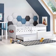 Cama infantil Luk 160x80 branca - carro de corrida - colchão e estrado incluído