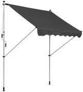 Outsunny Toldo Manual Retrátil 200x150 cm com Manivela de Alumínio Ângulo Ajustável Proteção Solar para Varanda Jardim Pátio Cinza