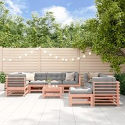 10 pcs conj. lounge jardim c/ almofadões madeira douglas maciça