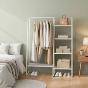 Guarda-roupa aberto, cabideiro com 5 prateleiras em metal 40 x 101,7 x 153,3 cm branco