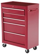 HOMCOM Carrinho de Ferramentas para Oficina com Rodas e 5 Gavetas Fechadura e Alça Lateral 61,5x33x85 cm Vermelho
