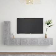 3 pcs conjunto móveis de TV derivados madeira cinzento cimento