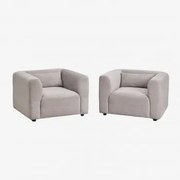 Pack De 2 Poltronas Fogler Bombazina Toupeira Claro - Sklum