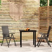 vidaXL 3 pcs conjunto de jantar para jardim preto