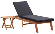 vidaXL Espreguiçadeira com mesa vime PE e madeira acácia maciça