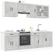 8 peças armário de cozinha conjunto Kalmar cinzento cimento