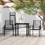 vidaXL 3 pcs conjunto de jantar para jardim preto