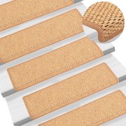 vidaXL Tapetes escada adesivos aspeto sisal 15 pcs 65x21x4 cm laranja