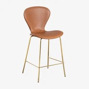 Em Um Banco Alto. ↑65 Cm & Dourado & Couro Sintético Camelo & Couro Sintético - Sklum