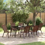vidaXL Conjunto de Jantar de Jardim com 7 peças, Castanho em Textileno e Aço