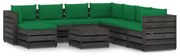 9 pcs conj. lounge jardim c/ almofadões madeira impreg. cinza