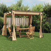 vidaXL Gazebo com cortinas 3x3 m aço cinzento-acastanhado