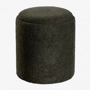 Pufe Redondo Estofado Berkeleni Com Bandeja E Armazenamento Ø40 Cm & Chenille Verde Sálvia - Sklum