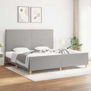 Estrutura de cama 200x200 cm tecido cinzento-claro