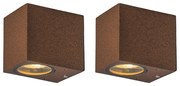 Conjunto de 2 Apliques de Parede Industriais Castanho Ferrugem IP44 - Baleno