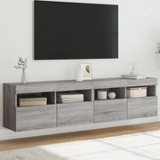vidaXL Móveis de parede para TV com luzes LED 2 pcs cinzento sonoma