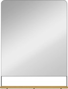 HOMCOM Espelho de parede 80 x 60 cm com prateleira em madeira, espelho retangular moderno com moldura em metal, preto | Aosom Portugal