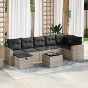 vidaXL 8 pcs conj. sofás jardim c/ almofadões vime PE cinzento-claro