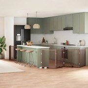 vidaXL Portão p/ cães c/ porta dobrável 6 painéis 480cm álamo castanho