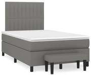 vidaXL Cama boxspring com colchão 120x190 cm tecido cinzento-escuro