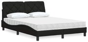 vidaXL Cama com colchão 140x190 cm tecido preto