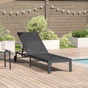 vidaXL Espreguiçadeira com rodinhas de rattan sintético preto