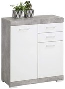 FMD Cómoda com 2 portas e 2 gavetas 80x34,9x89,9 cm cinzento e branco