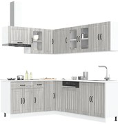 vidaXL 11 peças armário de cozinha conjunto Lucca cinza sonoma