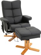 HOMCOM Poltrona de massagem com puff, Poltrona relax reclinável 145° com função de massagem, Espaço de arrumação, Couro sintético, 80 x 86 x 99 cm, Preto | Aosom Portugal