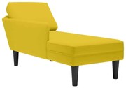 Chaise lounge c/almofada/apoio de braços direito veludo amarelo