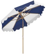 Outsunny Chapéu de Sol Jardim Ø267 cm Exterior Ângulo Inclinável Manivela Proteção UV50+ Resistente Azul Branco | Aosom Portugal